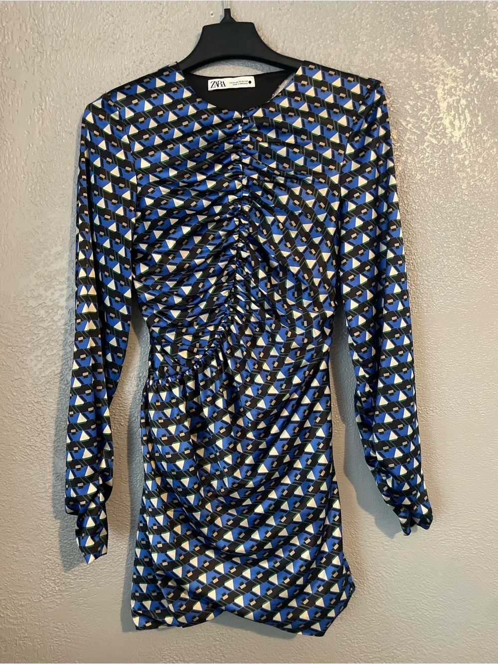 Zara Blue Black Geometric Mini Dress